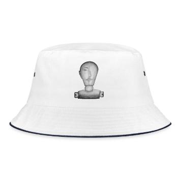 Zeichenpuppe gezeichnet - Bucket Hat - Weiß/Navy - Vorne