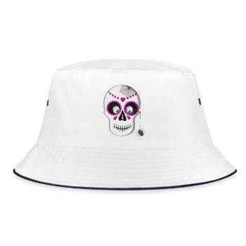 Sugar Skull - Bucket Hat - Weiß/Navy - Vorne