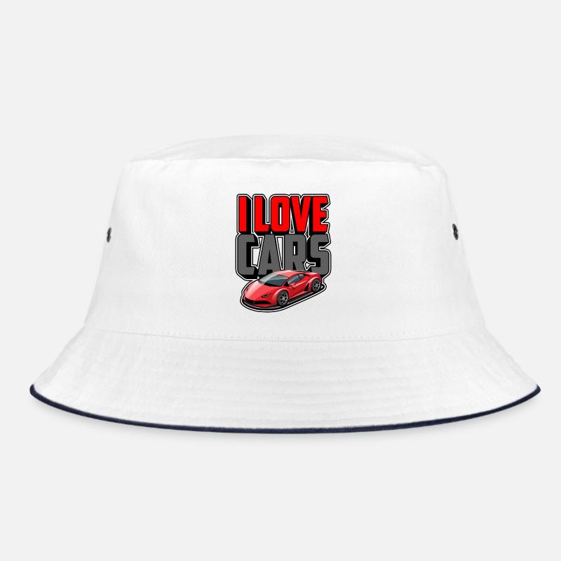 Ich liebe Autos - Bucket Hat - Weiß/Navy
