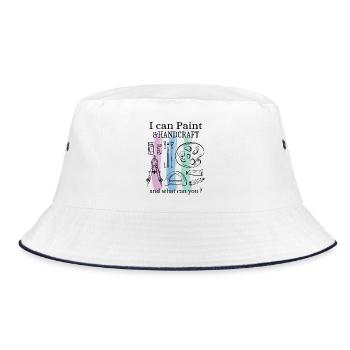 Malen und Basteln - Bucket Hat - Weiß/Navy - Vorne