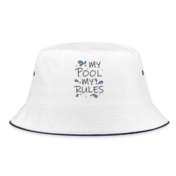 My Pool My Rules! cooler lustiger Spruch - Bucket Hat - Weiß/Navy - Vorne