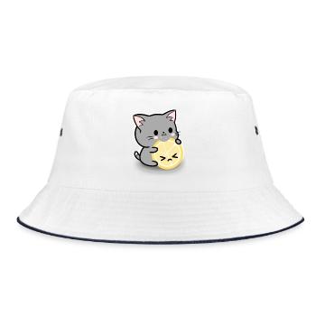 Lemon cat - Bucket Hat - white/navy - Front