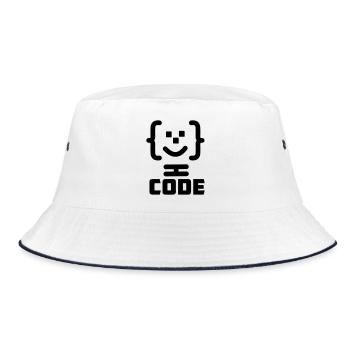 Main programmer code logo with text CODE - Bucket Hat - white/navy - Front