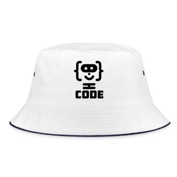 Hacker programmer code logo with text CODE - Bucket Hat - white/navy - Front
