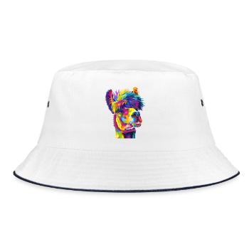 Daring Rainbow Llama - Bucket Hat - white/navy - Front