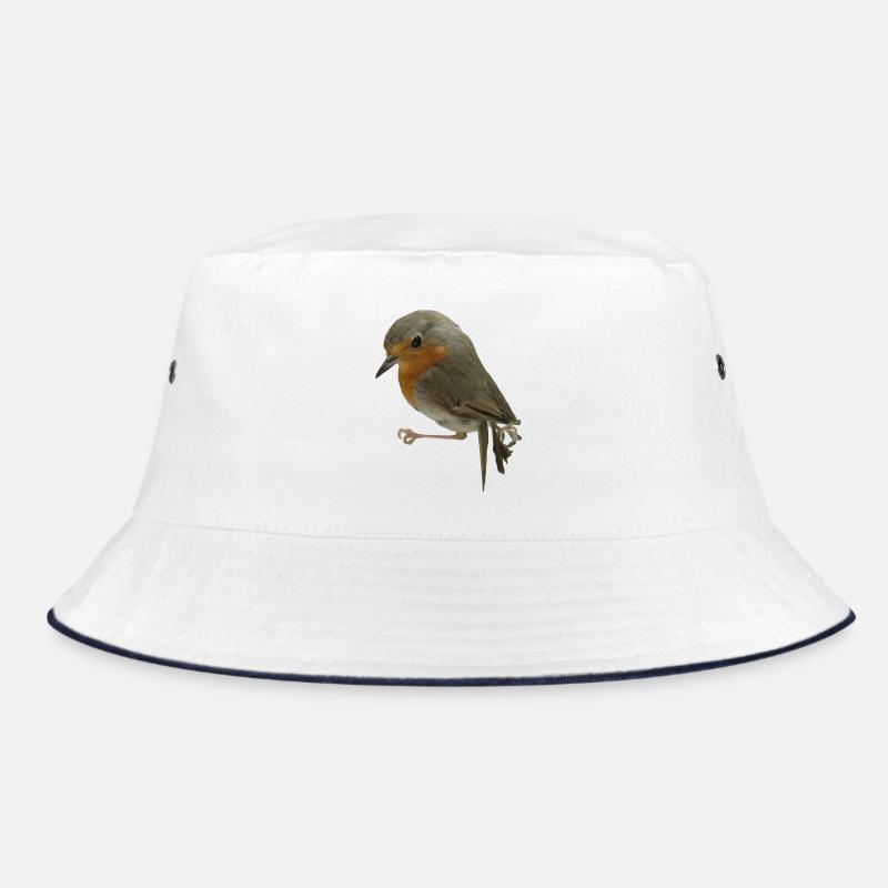 Rotkehlchen - Bucket Hat - Weiß/Navy
