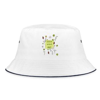 alles wird gut - Bucket Hat - Weiß/Navy - Vorne