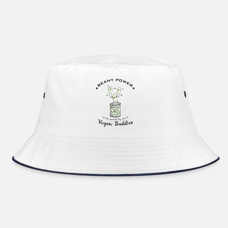 Bohnen Soja vegane Proteine - Bucket Hat - Weiß/Navy