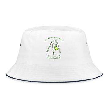 "Happy Beans" funny soy bean - Bucket Hat - white/navy - Front