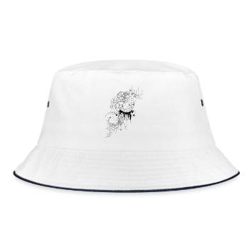 Zeitkompass Uhr-Diagramm - Bucket Hat - Weiß/Navy - Vorne