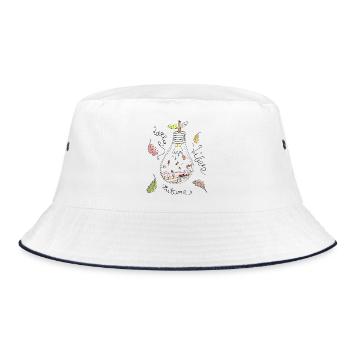 Herbst in Glühbirne und schöner Spruch - Bucket Hat - Weiß/Navy - Vorne