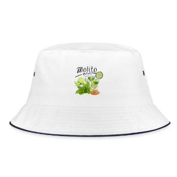 Mojito Drink ART - Bucket Hat - Weiß/Navy - Vorne