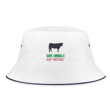 Tiere retten Menschen essen - Bucket Hat - Weiß/Navy - Vorne