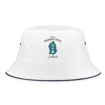 Scotland ,Lighthouse, Tarbat Ness, North Sea - Bucket Hat - white/navy - Front