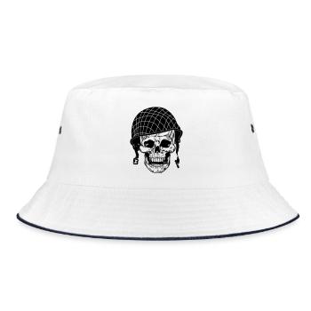 Skull soldier with bullet and helmet - Bucket Hat - white/navy - Front