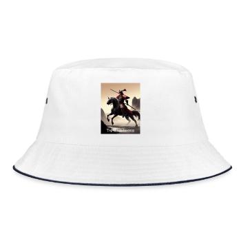 Der tapfere Samurai The brave Samurai on horse - Bucket Hat - Weiß/Navy - Vorne