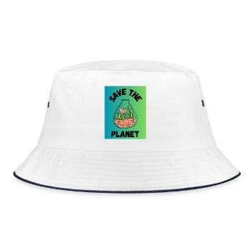 PLANET. PLANET. SPRING. GARDENING. RETIREMENT - Bucket Hat - white/navy - Front