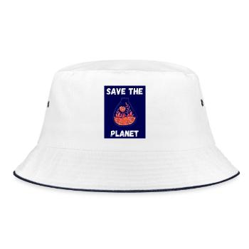 PLANET. EARTH DAY. ECOLOGY. GARDEN. TREE - Bucket Hat - white/navy - Front