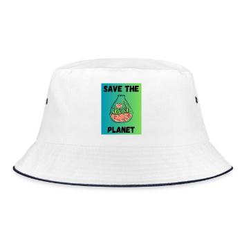 PLANET. EARTH DAY. ECOLOGY. PLANET. BIO - Bucket Hat - white/navy - Front