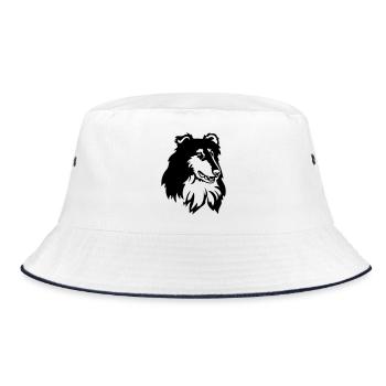 Collie Kopf - Bucket Hat - Weiß/Navy - Vorne