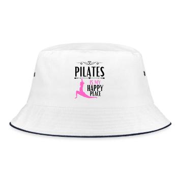 Pilates ist mein glücklicher Ort - Bucket Hat - Weiß/Navy - Vorne