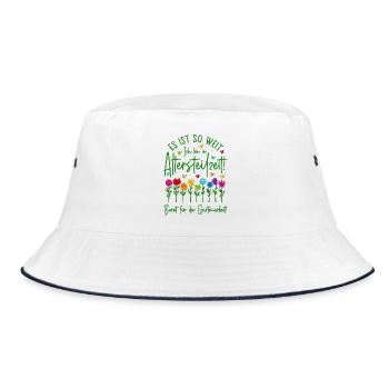 Altersteilzeit Garten Bereit für die Gartenarbeit - Bucket Hat - Weiß/Navy - Vorne