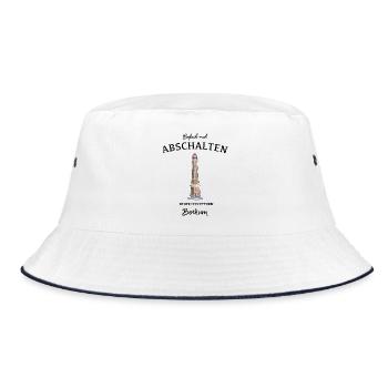 Borkum, Neuer Leuchtturm, Einfach Abschalten - Bucket Hat - Weiß/Navy - Vorne