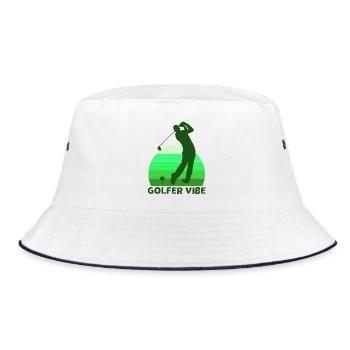 Golf, Golfer, Golfer Vibe - Bucket Hat - Weiß/Navy - Vorne