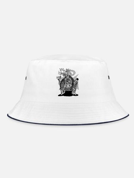 Skelett King Street Graffiti - Bucket Hat - Weiß/Navy