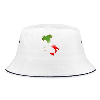 Landkarte von Italien mit dreifarbiger Flagge - Bucket Hat - Weiß/Navy - Vorne
