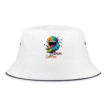 Lachende Kaffeebohne - Bucket Hat - Weiß/Navy - Vorne