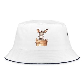süßer Esel für die Eselklasse in der Grundschule - Bucket Hat - Weiß/Navy - Vorne