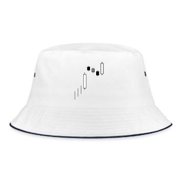 Minimalist Candlestick Chart Trading Stock Market - Bucket Hat - white/navy - Front
