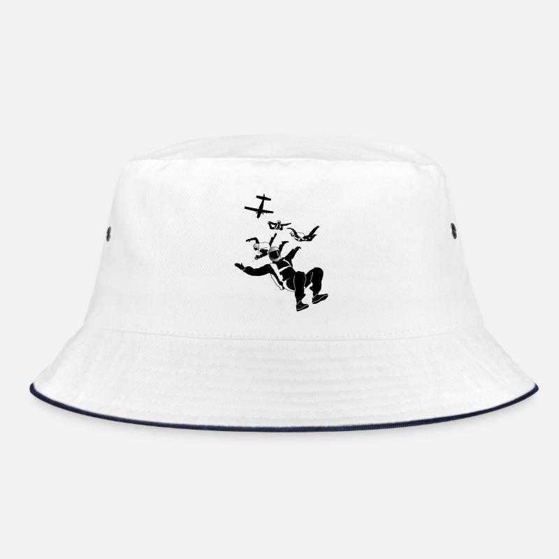 Fallschirm Action, Fallschirmspringer - Bucket Hat - Weiß/Navy