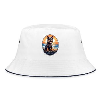 Dog on the beach - Bucket Hat - white/navy - Front