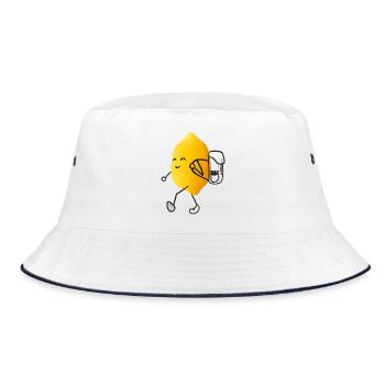 Wander-Zitrus - Zitrone auf Abenteuerreise - Bucket Hat - Weiß/Navy - Vorne