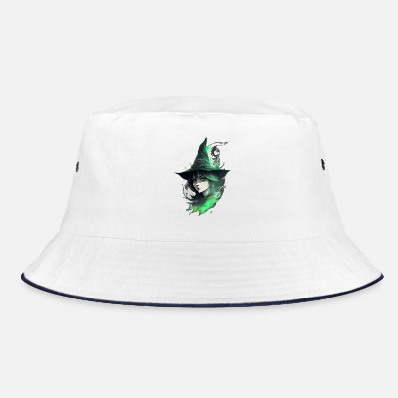 Hexe - Bucket Hat - Weiß/Navy