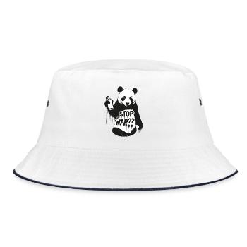 Stop War ?? Panda in Banksy Style - Bucket Hat - Weiß/Navy - Vorne
