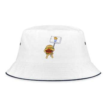 Burger protesting in favor of fries - Bucket Hat - white/navy - Front