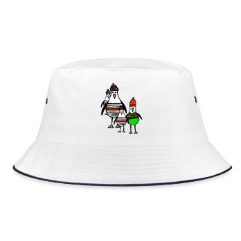 Streifige Pinguine im Winter - Bucket Hat - Weiß/Navy - Vorne