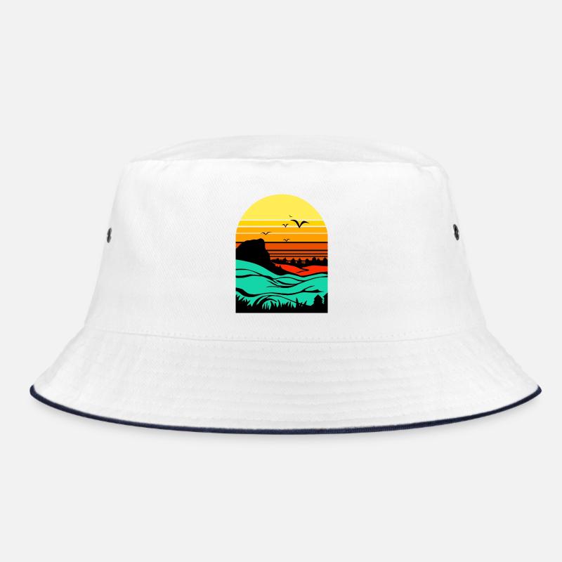 Abendrot - Bucket Hat - Weiß/Navy