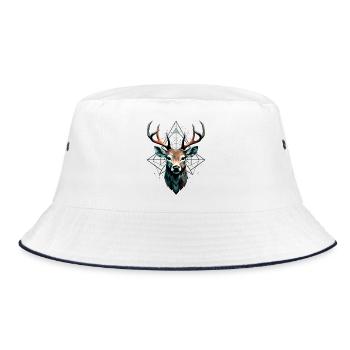 Geometric deer with geometric patterns - Bucket Hat - white/navy - Front