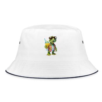 Don’t Hurry Be Happy cute little tortoise turtle - Bucket Hat - white/navy - Front