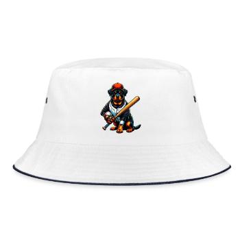 Rottweiler Baseball Hund - Bucket Hat - Weiß/Navy - Vorne