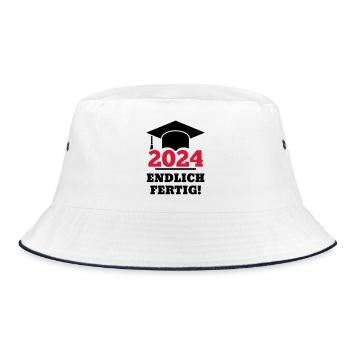Doktorhut 2024 - Geschenk Studenten Endlich Fertig - Bucket Hat - Weiß/Navy - Vorne