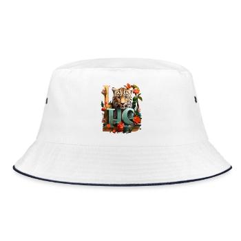 Tiger and Flowers Love - Bucket Hat - white/navy - Front