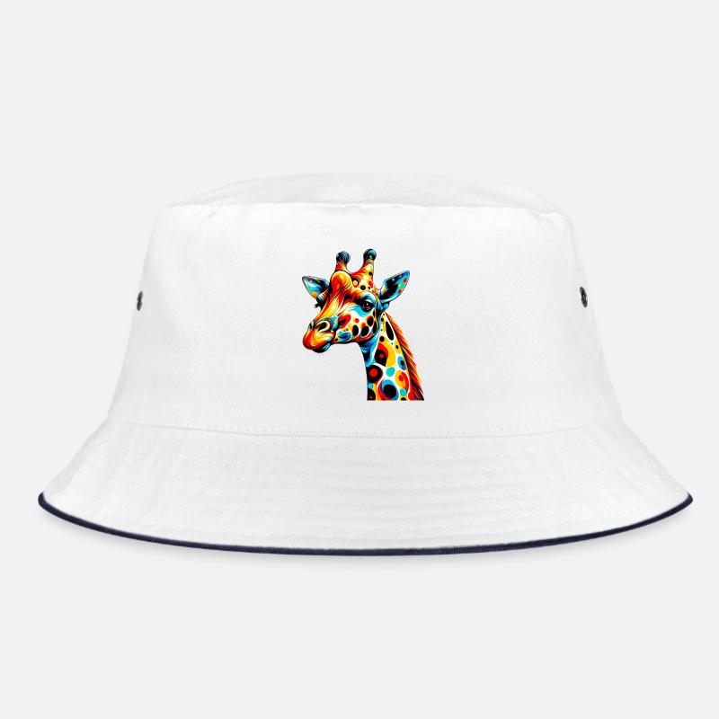 Giraffe - Bucket Hat - Weiß/Navy