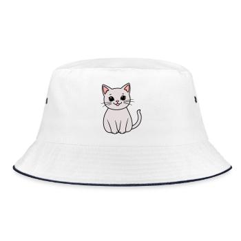 gray kitten - Bucket Hat - white/navy - Front
