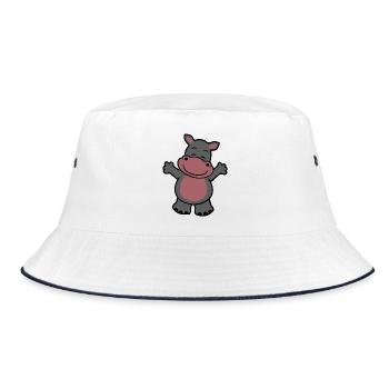 Cuddly hippopotamus - Bucket Hat - white/navy - Front