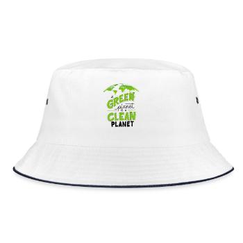 Eco-Friendly Green Clean Earth Design - Bucket Hat - white/navy - Front